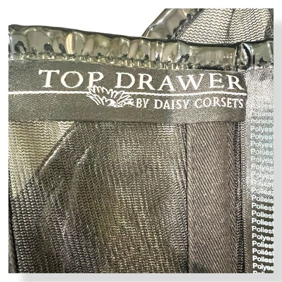 Daisy Corsets Black Corset Mesh Patent Steel Boned Laced Back Busk Front 2XL NWT - Picture 7 of 10